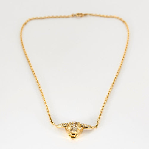 Collier FRED - Collier en or jaune et tête de taureau diamantée 58 Facettes DV12799-5