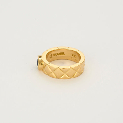 Bague 53 CHANEL - Bague matelassé en or jaune et saphir 58 Facettes DV6154-10-53-2
