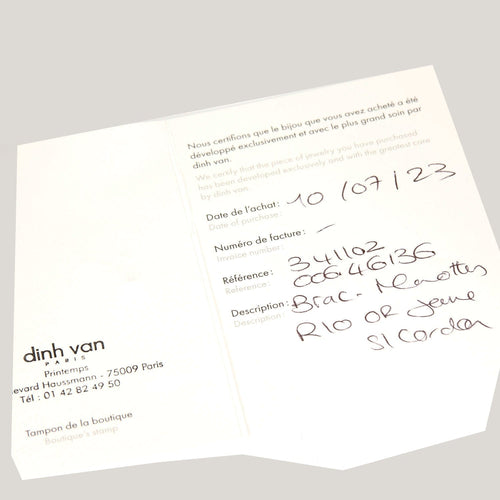 Bracelet DINH VAN - R10 - Bracelet menottes en or jaune et cordon de soie 58 Facettes DV2196-4