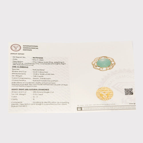 Bague 55 Bague en or jaune beryl vert et diamants 58 Facettes DV14301-7