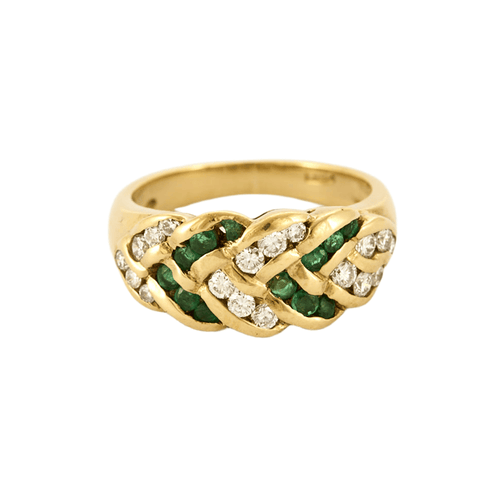 Bague 54 Bague en or jaune diamants et émeraudes 58 Facettes DV9709-3-54-3