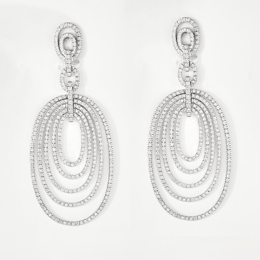 Boucles d'oreilles girandoles en or blanc et diamants 58 Facettes DV16301-5