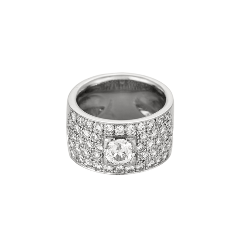 Bague 52 Bague bandeau en or blanc et diamants 58 Facettes DV16044-1