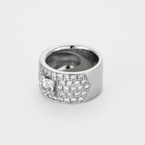 Bague 52 Bague bandeau en or blanc et diamants 58 Facettes DV16044-1