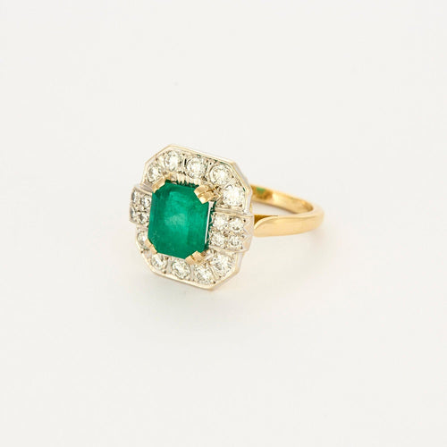 Bague 56 Bague en or jaune, blanc, émeraude et diamants 58 Facettes DV11451-8