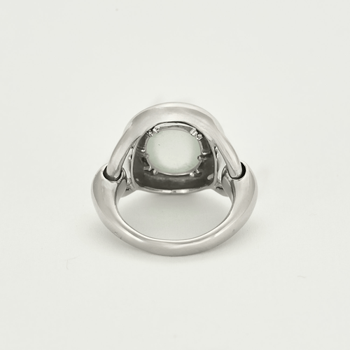 Bague 54 POIRAY - Indra - Bague en or gris et calcédoine bleue 58 Facettes DV15542-1