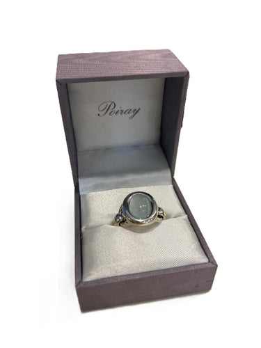 Bague 54 POIRAY - Indra - Bague en or gris et calcédoine bleue 58 Facettes DV15542-1