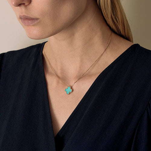 Pendentif VAN CLEEF & ARPELS -  Pendentif Vintage Alhambra en or jaune et turquoise 58 Facettes DV0830-20