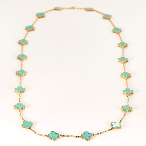 Collier VAN CLEEF & ARPELS - Sautoir Vintage Alhambra en or jaune et turquoise 58 Facettes DV0830-25