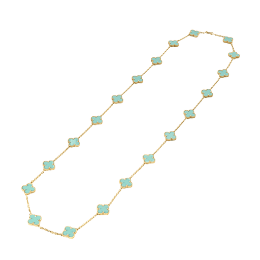 Collier VAN CLEEF & ARPELS - Sautoir Vintage Alhambra en or jaune et turquoise 58 Facettes DV0830-25