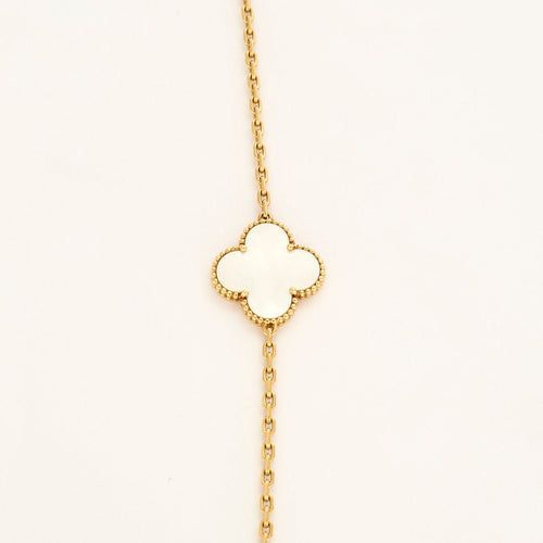 Collier VAN CLEEF & ARPELS - Magic Alhambra – Sautoir seize motifs en or jaune et nacre blanche. 58 Facettes DV17159-1