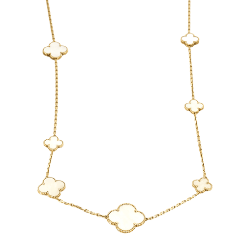 Collier VAN CLEEF & ARPELS - Magic Alhambra – Sautoir seize motifs en or jaune et nacre blanche. 58 Facettes DV17159-1