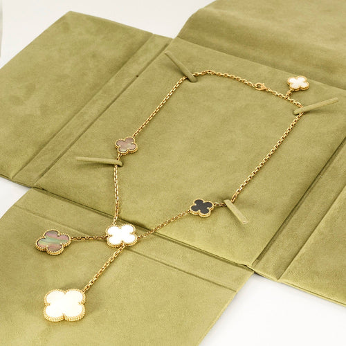 Collier VAN CLEEF & ARPELS - Magic Alhambra – Collier six motifs en or jaune, nacre et onyx. 58 Facettes DV17159-2
