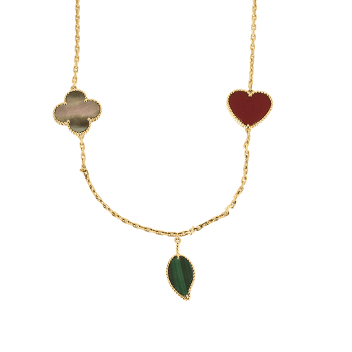 Collier VAN CLEEF & ARPELS - Lucky Alhambra – Sautoir douze motifs en or jaune et pierres de couleurs. 58 Facettes DV17159-3