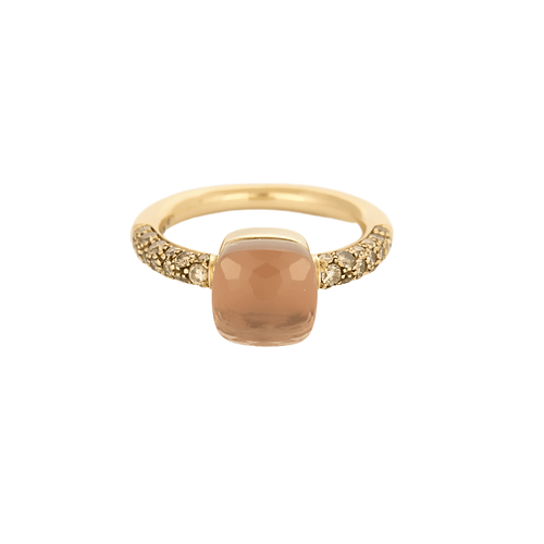 Bague 52 Pomellato- Quarzo Rosa Petit - Bague en or rose quartz rose, calcédoine et diamants 58 Facettes DV16987-2