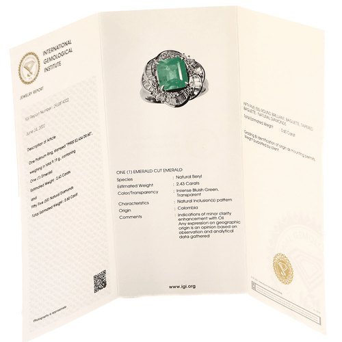 Bague 52 Bague en platine, émeraude et diamants 58 Facettes DV11451-9