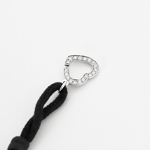 Bracelet DINH VAN - Bracelet en cordon noir, or blanc et diamants 58 Facettes DV16977-3