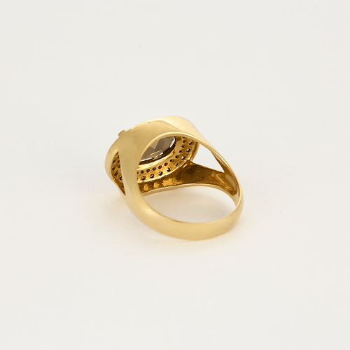 Bague 54 Bague cocktail en or jaune quartz fumé et diamants 58 Facettes DDV17242-3