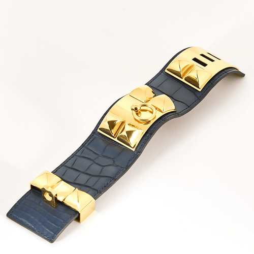 Bracelet HERMES - Medor - Bracelet manchette en cuir et métal doré 58 Facettes DV17381-4