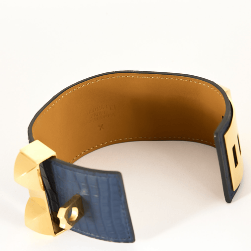 Bracelet HERMES - Medor - Bracelet manchette en cuir et métal doré 58 Facettes DV17381-4