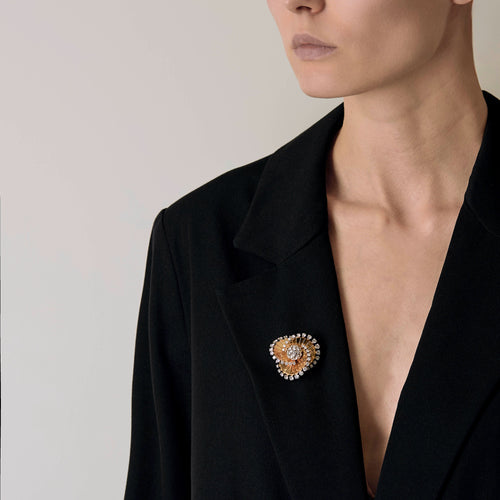 Broche Van Cleef & Arpels - Rare Broche Tourbillon en platine et or jaune, diamants. 58 Facettes DV17241-1