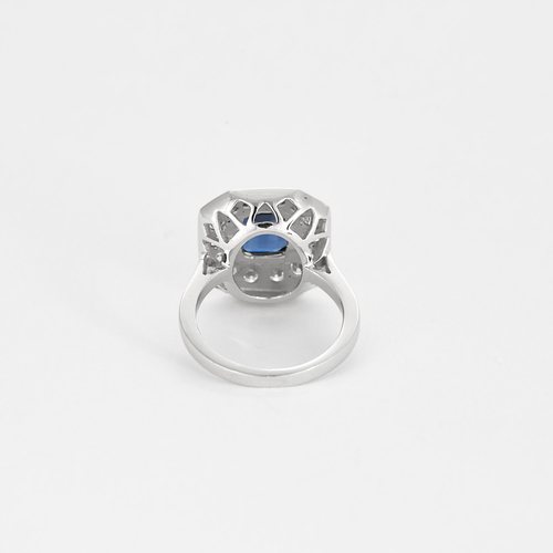 Bague 47 Bague à chaton octogonal en or blanc, saphir et diamants 58 Facettes DV17378-1-47-2