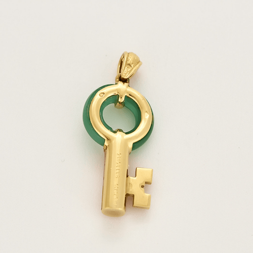 Pendentif VAN CLEEF & ARPELS - Delphe Collection - Pendentif clé en or jaune, diamant, Corail et chrysoprase 58 Facettes DV16758-1