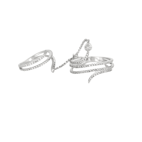 Bague 56 Double bague serpent en or blanc et diamants 58 Facettes DV17385-3-56-3