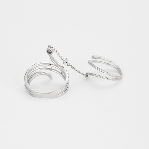 Bague 56 Double bague serpent en or blanc et diamants 58 Facettes DV17385-3-56-3