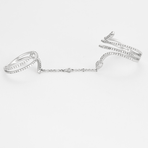 Bague 56 Double bague serpent en or blanc et diamants 58 Facettes DV17385-3-56-3