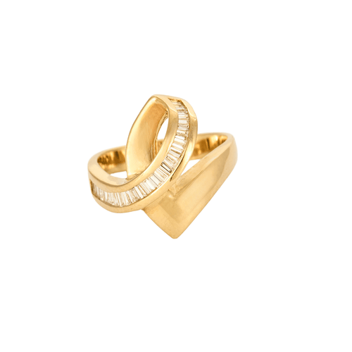 Bague 53 Bague moderniste en or jaune et diamants 58 Facettes DV17164-1