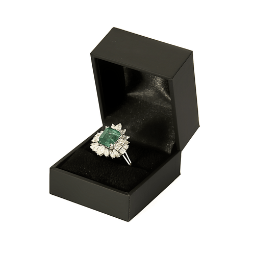 Bague 62 Bague en or blanc avec émeraude et diamants 58 Facettes DV17785-1-62-2