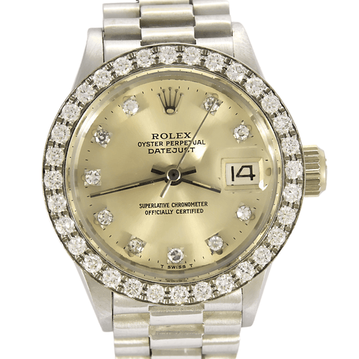 Montre ROLEX - Oyster perpetual date - Montre en or blanc et diamants 58 Facettes DV8953-6