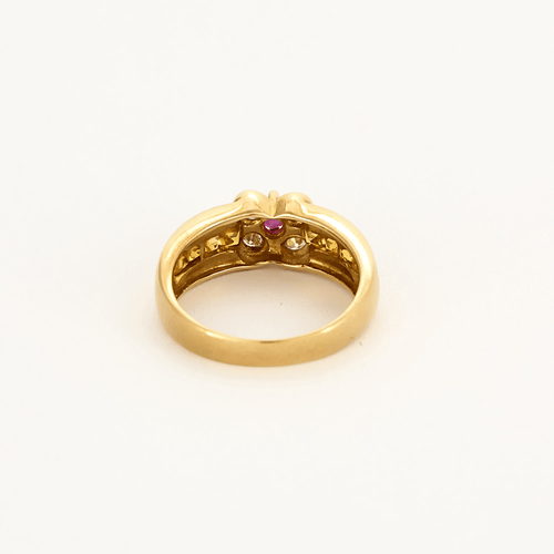 Bague 52 Bague en or jaune à motif de fleurs, saphir rose, jaunes et diamants 58 Facettes DV0542-4-52-1