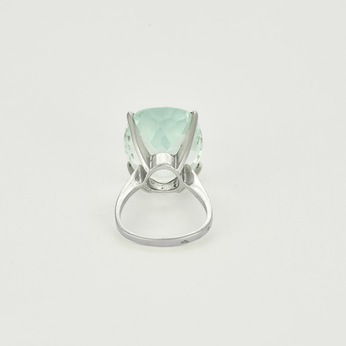 Bague 49 Bague cocktail en or blanc et importante Aigue-Marine 58 Facettes DV18467-1-49-2