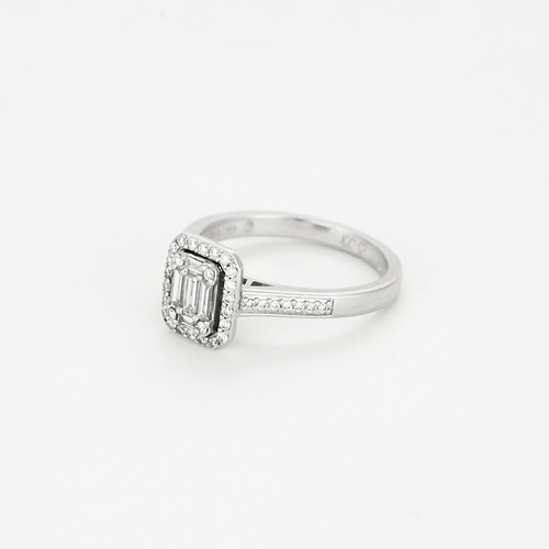 Bague 52 Bague solitaire en or blanc et diamants 58 Facettes DV18458-1-52-1
