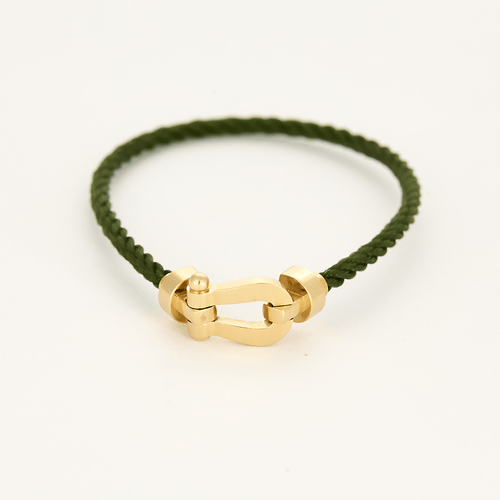 Bracelet FRED - FORCE 10 - Moyen modèle - Bracelet en or jaune et cordon torsadé en acier vert 58 Facettes DV18445-7