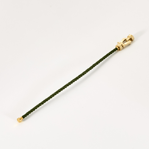 Bracelet FRED - FORCE 10 - Moyen modèle - Bracelet en or jaune et cordon torsadé en acier vert 58 Facettes DV18445-7