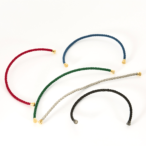 Bracelet FRED - FORCE 10 - Moyen modèle - Bracelet en or jaune et cordon torsadé en acier vert 58 Facettes DV18445-7