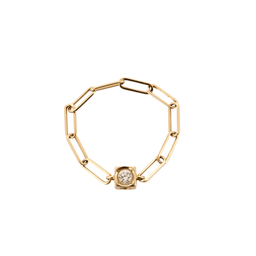 Bague 53 DINH VAN - Le cube - Bague chaîne en or rose et diamants 58 Facettes DV11260-6-53-2