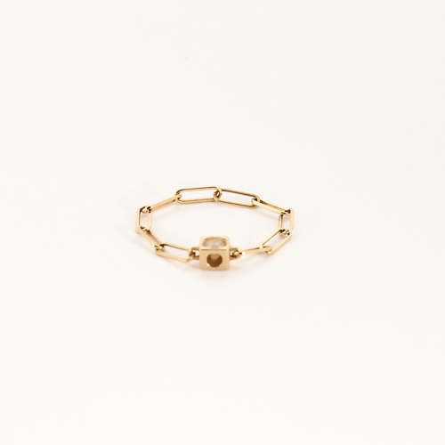 Bague 53 DINH VAN - Le cube - Bague chaîne en or rose et diamants 58 Facettes DV11260-6-53-2