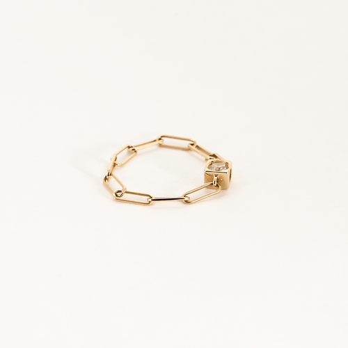 Bague 53 DINH VAN - Le cube - Bague chaîne en or rose et diamants 58 Facettes DV11260-6-53-2