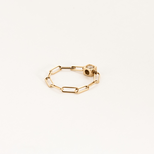 Bague 53 DINH VAN - Le cube - Bague chaîne en or rose et diamants 58 Facettes DV11260-6-53-2