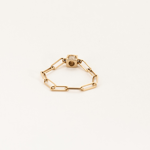 Bague 53 DINH VAN - Le cube - Bague chaîne en or rose et diamants 58 Facettes DV11260-6-53-2