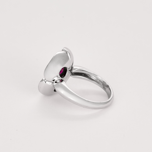 Bague 54 Bague "Fleur" en or gris, rubis et diamants 58 Facettes DV0870-4-54-24