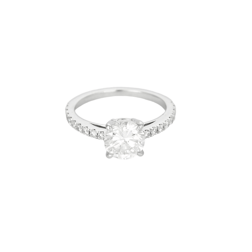 Bague solitaire en or gris et diamants