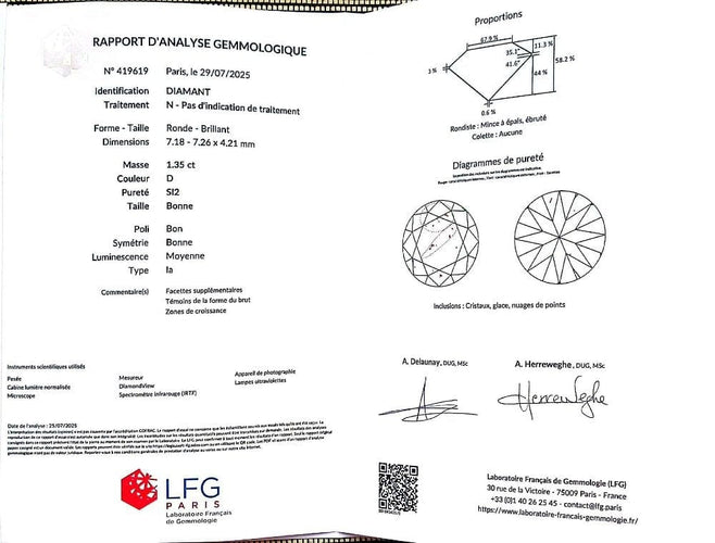 Bague solitaire en or gris et diamants