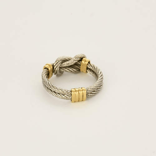 Bague 52 FRED - Force 10 - Bague en or et acier 58 Facettes DV19065-3