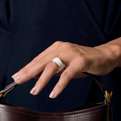 Bague 51 BULGARI - B Zéro - Bague en or rose et céramique blanche 58 Facettes DV18814-1