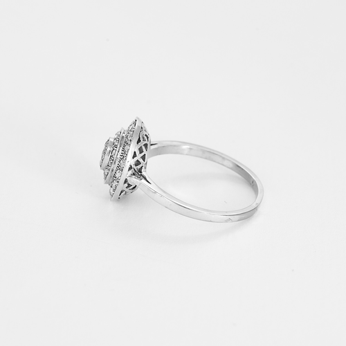 Bague 60 Bague en or blanc et roses diamantées 58 Facettes DV18874-1